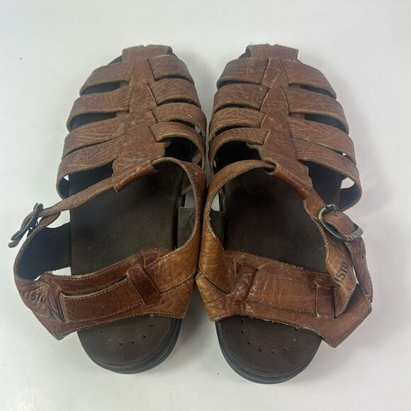 Mephisto Sam Brown Leather Men's Sandals - Picture 11 of 15